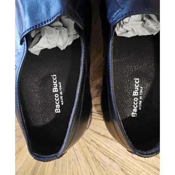 Bacco Bucci Black Leather Square-toe Loafers, Made in Italy, size 10 1/2 main image 4